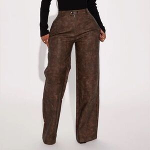 Brown faux leather pants